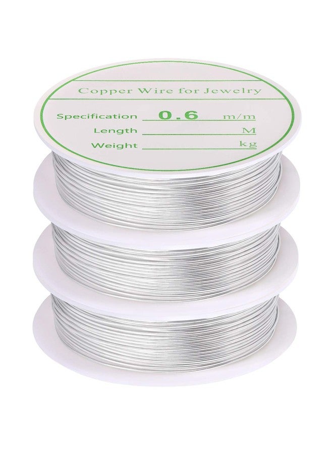 MIKIMIQI 3 Pack Jewelry Wire - 22 Gauge Tarnish Resistant Copper Beading Wire for Jewelry Making, 0.6mm X 4m Each (Silver) - Image 2