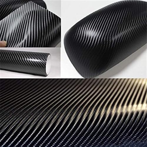 F & B LED LIGHTS ملصق فايبر كربون أسود 4D مع أضواء LED - خالي من فقاعات الهواء ومضاد للتجاعيد (12" × 60" / 1 قدم × 5 أقدام) - Image 1