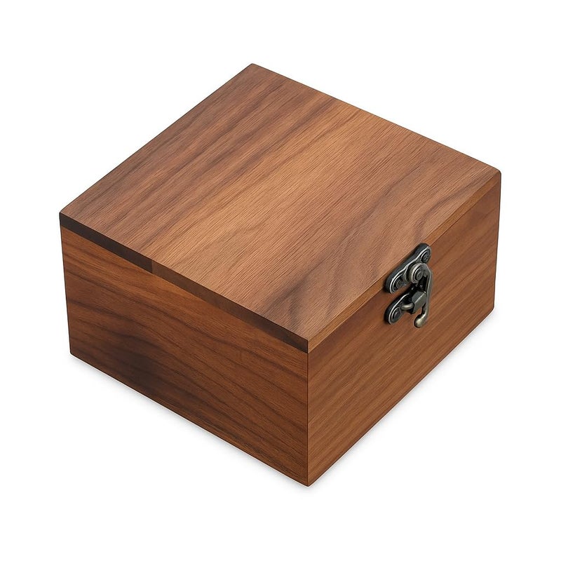 LONMAIX Handcrafted Walnut Wood Keepsake Box 43 x 43 x 25 inch Jewelry Watch Gift Storage Box Rustic Wooden Box for Wedding Birthday Christmas - Image 3