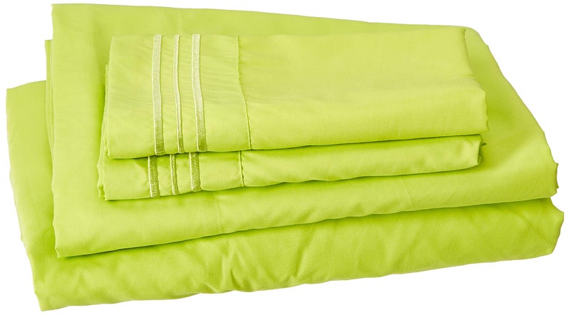 CELINE LINEN Luxury Silky-Soft 1500 Premier Softest Hotel Quality Wrinkle-Free 4-Piece Bed Sheet Set  Deep Pocket up to 16 inch  King Lime - Image 1