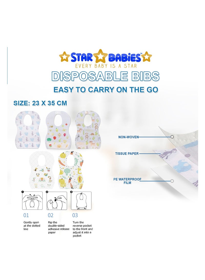 Star Babies Disposable Combo pack (Changing Mat 5pcs, Bibs 5pcs, Scented Bag w/dispenser)-White/Lavender - Image 4