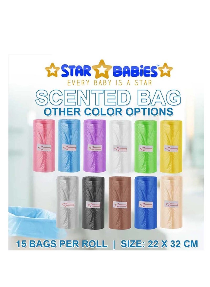 Star Babies Disposable Combo pack (Changing Mat 5pcs, Bibs 5pcs, Scented Bag w/dispenser)-White/Lavender - Image 5