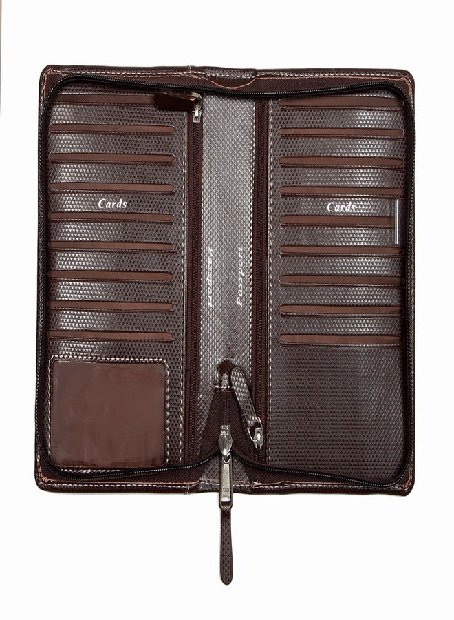 Sukeshcraft Pu 17 Credit Card Holder,2 Passport Holder,Currency Holder (Brown) - Image 4