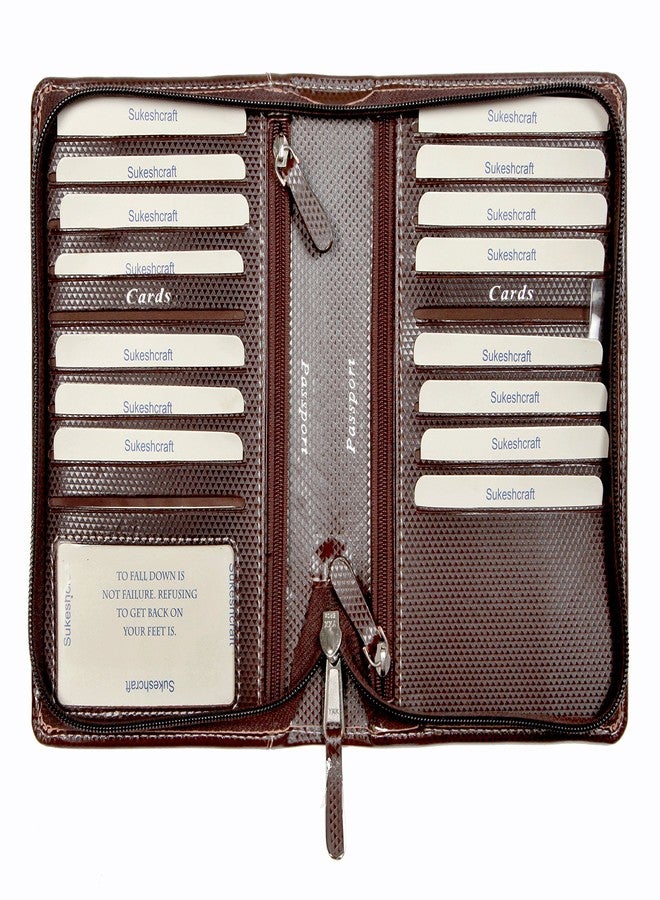 Sukeshcraft Pu 17 Credit Card Holder,2 Passport Holder,Currency Holder (Brown) - Image 3