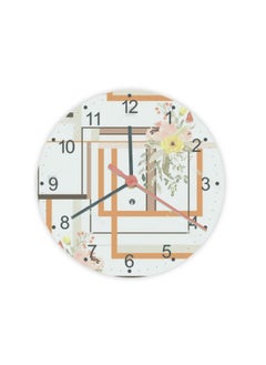 Printed GLASS CLOCK Aesthetic Geometric Shapes Drawing With Roses