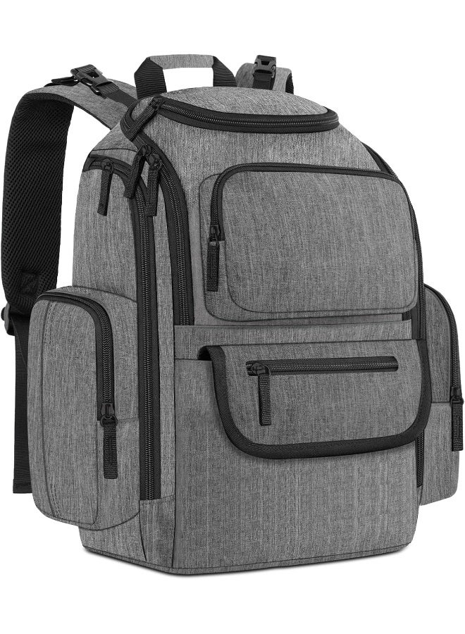 Mancro Diaper Bag Backpack, Baby Diaper Bag with 2 Side Insulated Pockets, Travel Diaper Backpack for Men Women with Stroller Straps, Large Capacity and Waterproof, Grey - Image 1