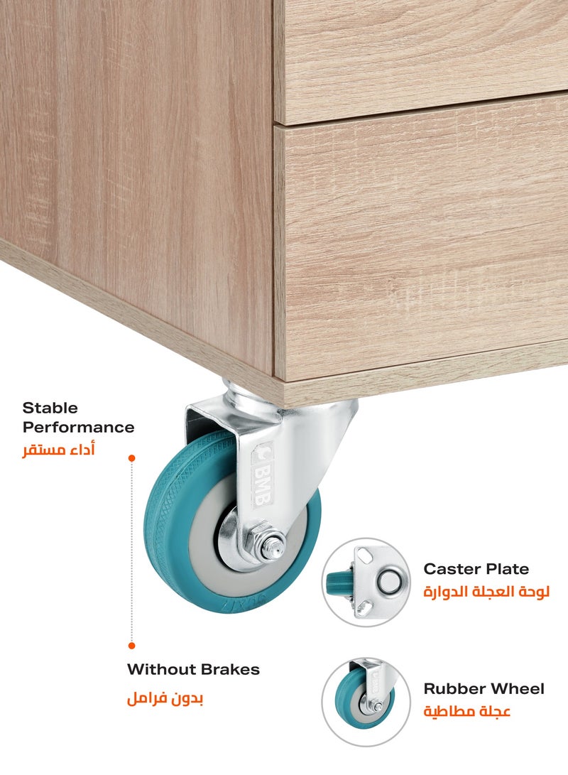 BMB tools 4-Piece Grey Rubber Caster - Plate - Swivel / 75mm - Image 3