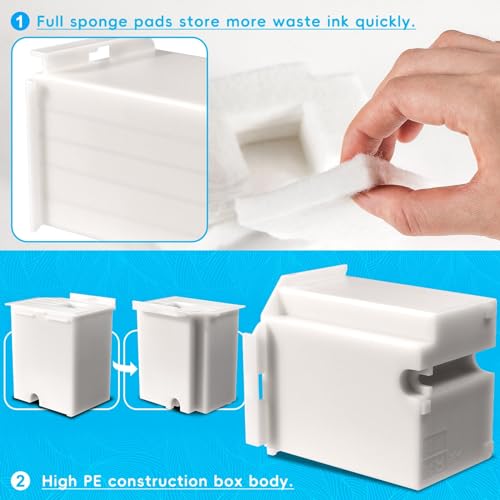 Poschink Waste Ink Pad Replacement for EPSON Ecotank ET-2800 ET-2803 ET-2720 ET-2400 ET-2711 ET-4700 L3110 L3210 L3150 L3250 etc. Printers, Maintenance Box with Extra Sponge Absorbant - Image 4