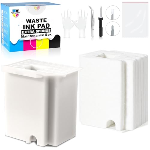 Poschink Waste Ink Pad Replacement for EPSON Ecotank ET-2800 ET-2803 ET-2720 ET-2400 ET-2711 ET-4700 L3110 L3210 L3150 L3250 etc. Printers, Maintenance Box with Extra Sponge Absorbant - Image 1
