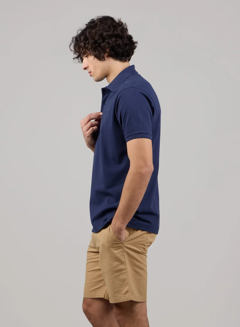 Just Nature Dark Navy Regular Fit Pique Polo Shirt for Men | Best Price UAE