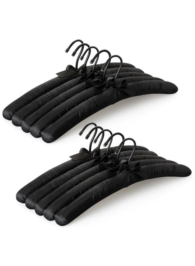 Topia Hanger Padded Hangers for Women Clothing,17-inch Satin Hangers 10 Pack Thick Foam Padded No Shoulder Bump for Sweaters, Coat, Blouses, Dresses-Black, CT18B-10 - Image 1