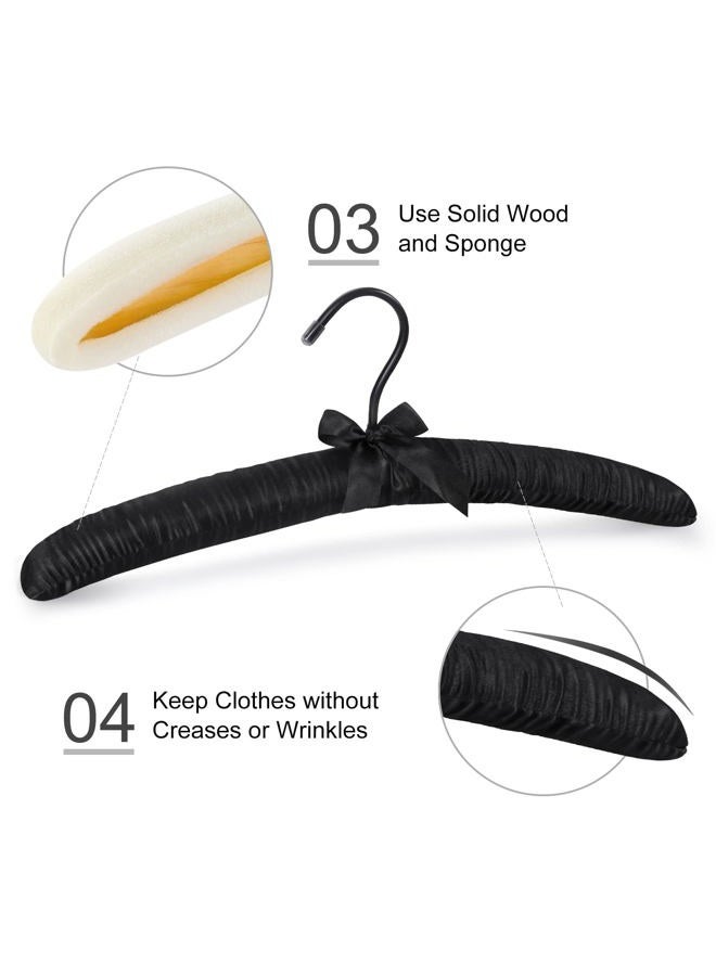 Topia Hanger Padded Hangers for Women Clothing,17-inch Satin Hangers 10 Pack Thick Foam Padded No Shoulder Bump for Sweaters, Coat, Blouses, Dresses-Black, CT18B-10 - Image 3