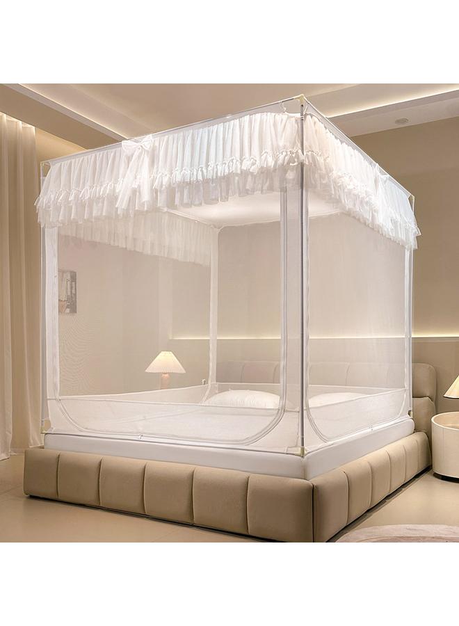 Bluejw 2024 New Lace Layer Bed Type Seat Bed Mosquito Net Three-door Anti-fall Self-connecting Bracket Bedroom Mosquito Net Wholesale - Image 1