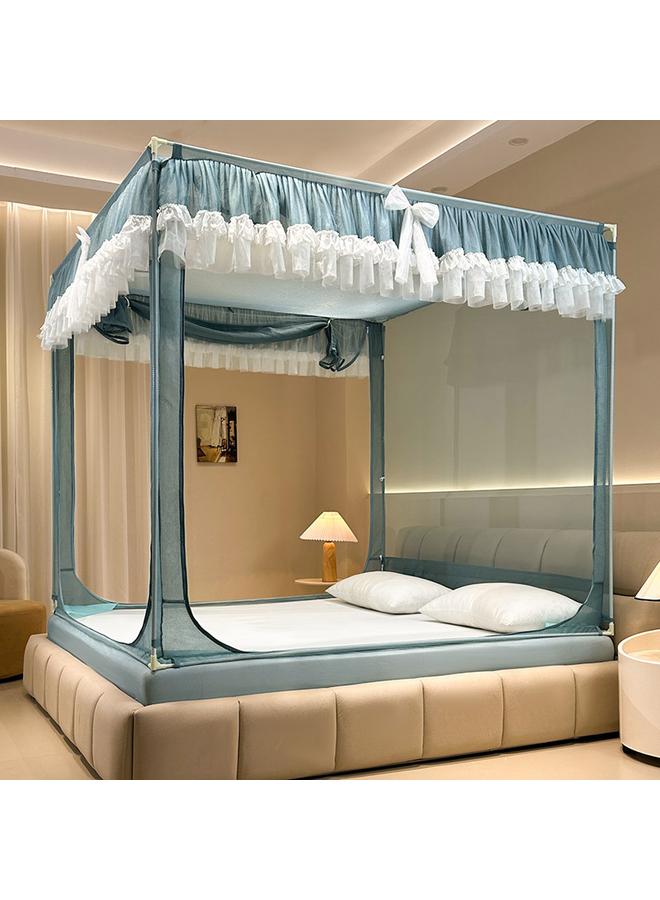 Bluejw 2024 New Lace Layer Bed Type Seat Bed Mosquito Net Three-door Anti-fall Self-connecting Bracket Bedroom Mosquito Net Wholesale - Image 4