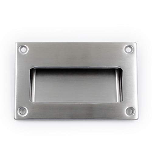 Jetland 2-Pack Concealed Recessed Pulls Handles - 5" x 3-1/4", Brushed Nickel, Rectangular Hidden Flush Pulls for Drawers Cupboards Cabinet Closet Doors, GMS128 - Image 1