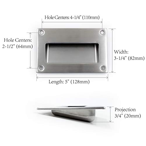 Jetland 2-Pack Concealed Recessed Pulls Handles - 5" x 3-1/4", Brushed Nickel, Rectangular Hidden Flush Pulls for Drawers Cupboards Cabinet Closet Doors, GMS128 - Image 2