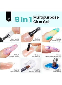 beetles Gel Polish Beetles Gel Polish 9 in 1 Nail Glue with New Formula, 0.5 Fl Oz Super Strong Brush in Nail Gel Glue for False Nails Tips, Rhinestone, Base Gel, Blooming Gel, Valentine's Day Gift for Women  - Image 4