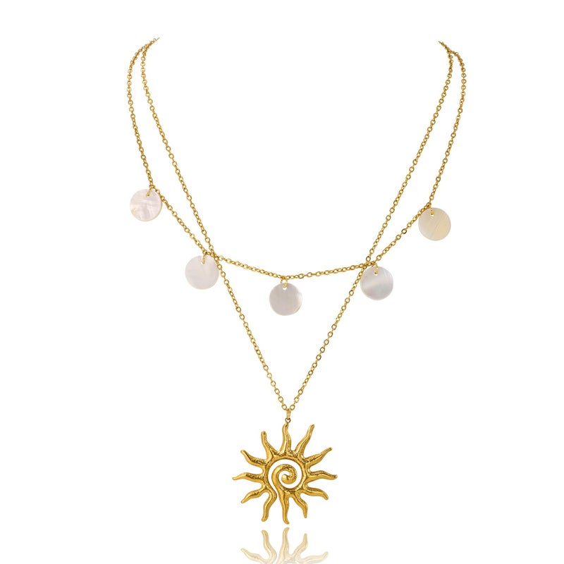 Xeyai Gold Necklace for Women, Dainty 14K Gold Plated Layered Sun Pendant Necklace Gold Charm Chocker Jewelry Gift for Her - Image 5