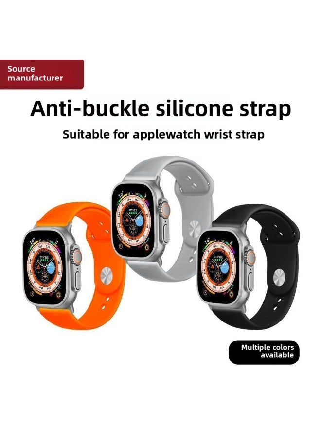 Generic - For Apple Watch Silicone Strap Iwatch9Ultra8 Generation 765432 Solid Color Anti-buckle For Apple Strap-Color:Applicable: 38/40/41mm Dial-ocean White - Image 1