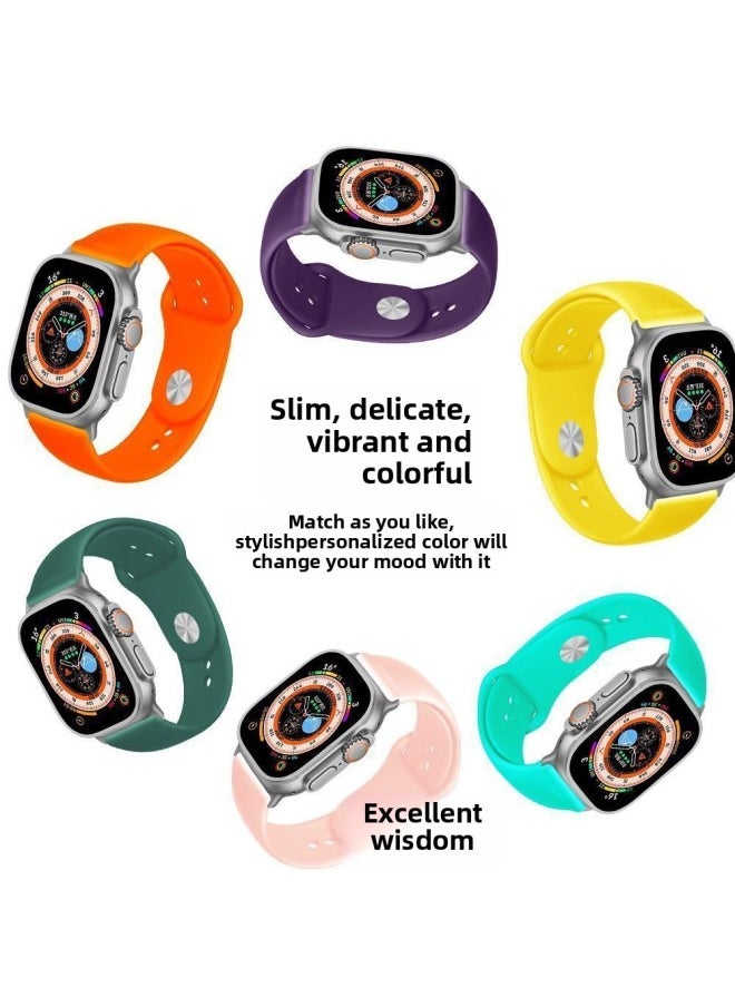 Generic - For Apple Watch Silicone Strap Iwatch9Ultra8 Generation 765432 Solid Color Anti-buckle For Apple Strap-Color:Applicable: 38/40/41mm Dial-ocean White - Image 1