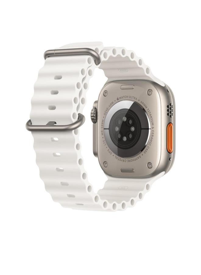 Generic - For Apple Watch Silicone Strap Iwatch9Ultra8 Generation 765432 Solid Color Anti-buckle For Apple Strap-Color:Applicable: 38/40/41mm Dial-ocean White - Image 1
