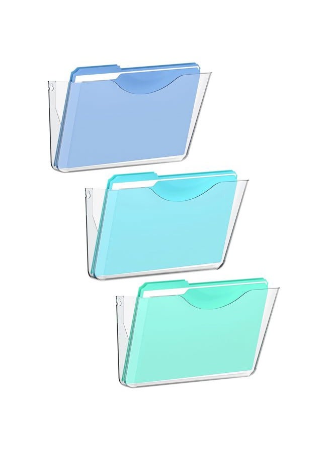 SUPEASY Clear Acrylic Single Pocket, Plastic Hanging Wall Mount File Holder Wall Mount for Hanging File Holder for Office Home, Clear (3 Pack) - Image 1