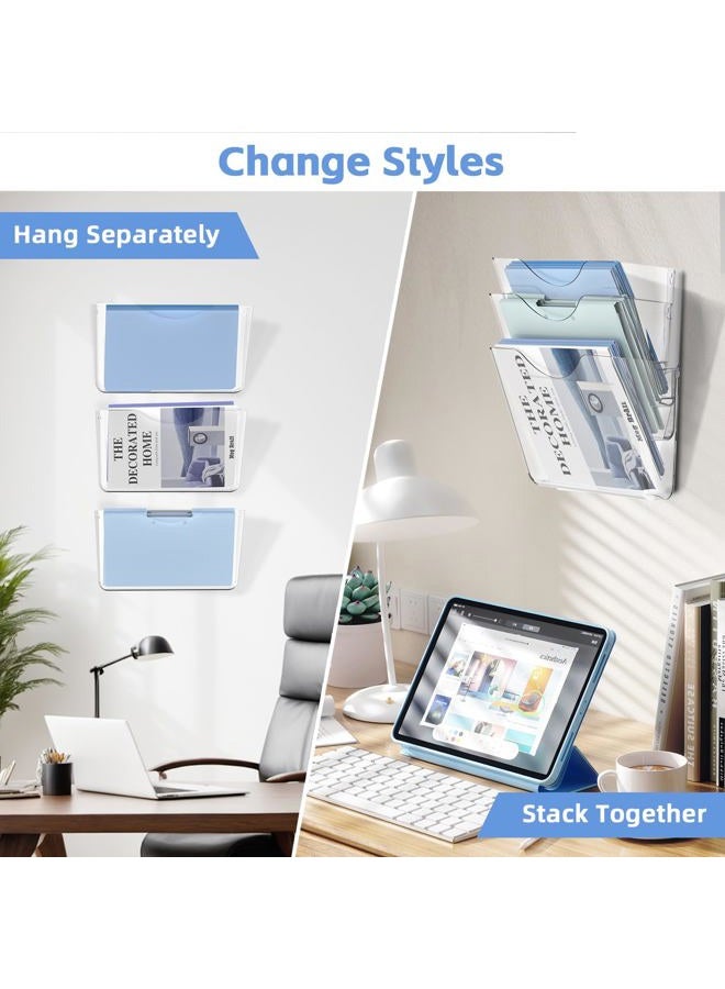 SUPEASY Clear Acrylic Single Pocket, Plastic Hanging Wall Mount File Holder Wall Mount for Hanging File Holder for Office Home, Clear (3 Pack) - Image 3