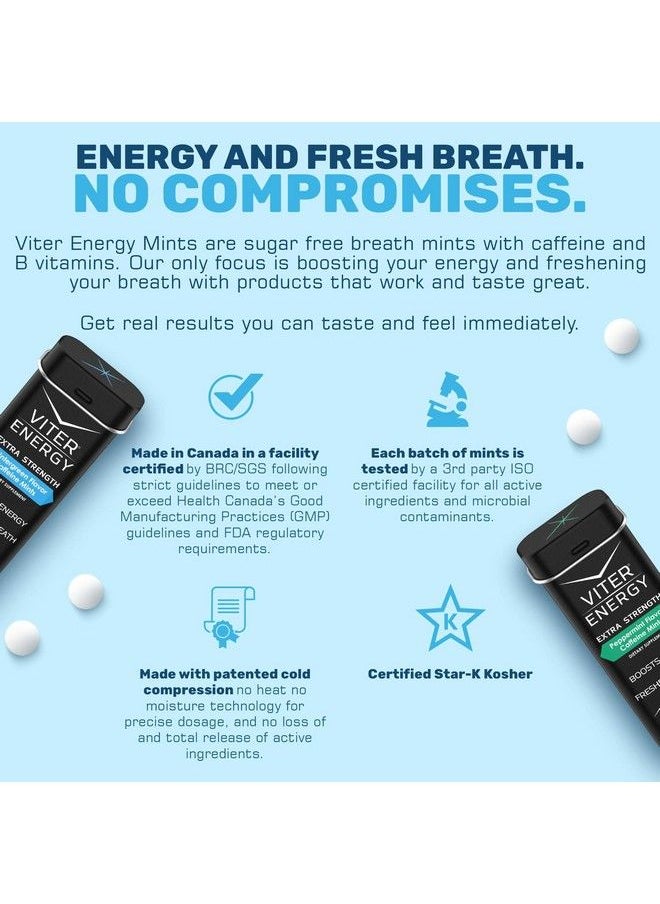 Viter Energy - Extra Strength Caffeinated Mints 80Mg Caffeine B Vitamins Sugar Free. (Variety 20Pcs 6 Pack) - Image 1