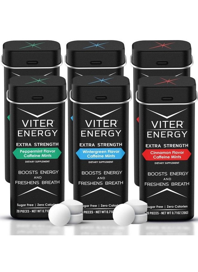 Viter Energy - Extra Strength Caffeinated Mints 80Mg Caffeine B Vitamins Sugar Free. (Variety 20Pcs 6 Pack) - Image 1