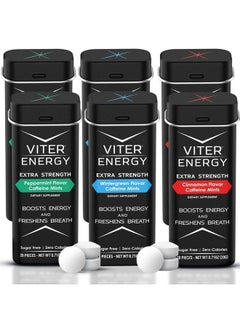 Extra Strength Caffeinated Mints 80Mg Caffeine B Vitamins Sugar Free. (Variety 20Pcs 6 Pack)