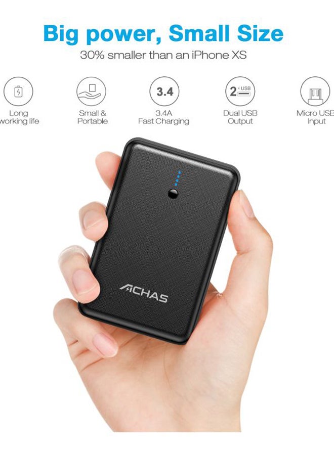 ACHAS 10000 mAh USB Port Powerbank Black/Blue/White - Image 2