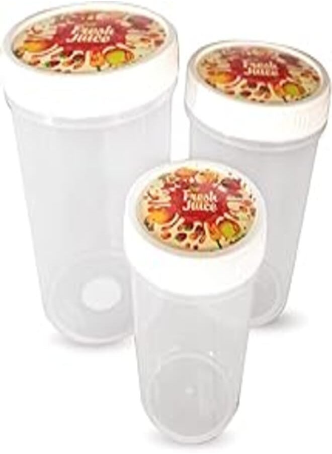 El Watania - Elwatania Large Lelo Set 3 Pieces Transparent*White Cover *Décor/500Ml/1000Ml/1.5Lt - Image 1