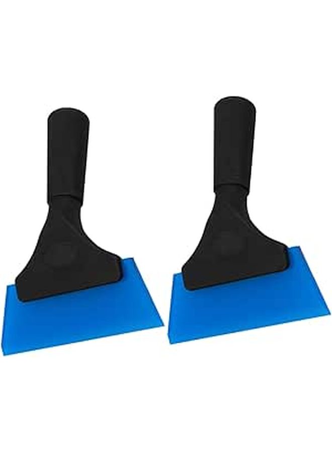 Car Film Scraper And Rubber Squeegee Set 2 Pieces With Handle Blue Window Wiper Windshield Cleaner For Glass Tinting And Cleaning Tool - Image 1