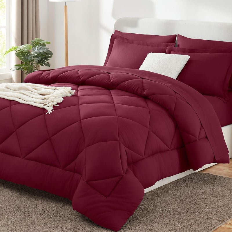 Ultra Soft Bed Comforter All Season, Down Alternative Fiber Soft Down Alternative Comforter, 300 GSM Fiber Density, Blanket, Quilt, Bed Cover, Summer Quilt (Maroon, 220 * 230cm)