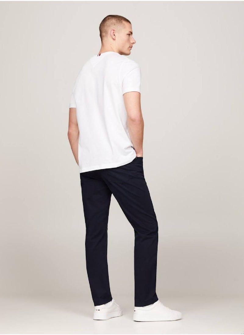 TOMMY HILFIGER - Men's Crew Neck Patch Pocket T-Shirt -  Pure cotton, White - Image 1