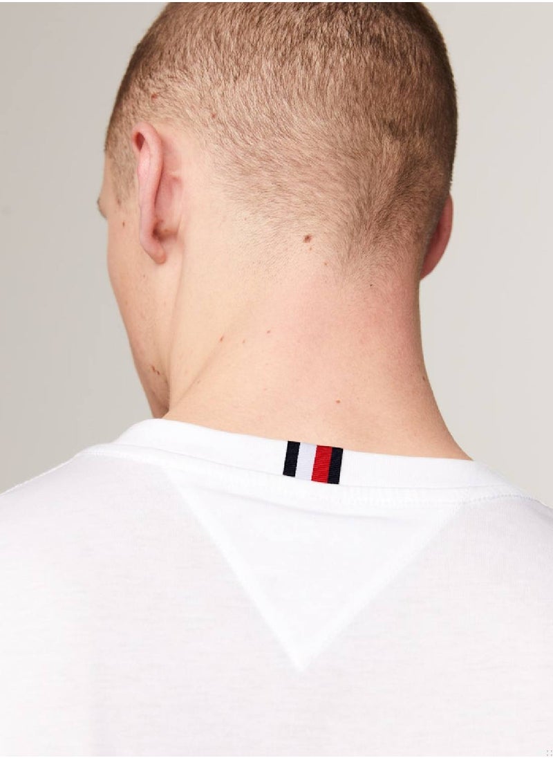 TOMMY HILFIGER - Men's Crew Neck Patch Pocket T-Shirt -  Pure cotton, White - Image 1