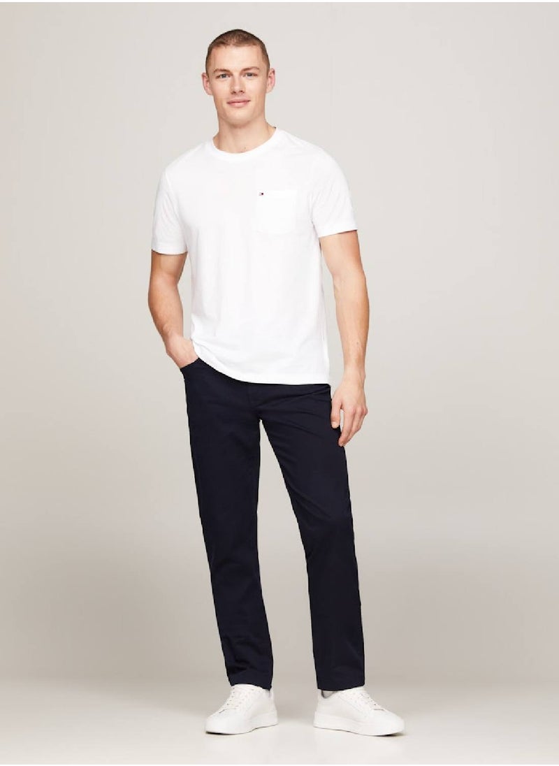 TOMMY HILFIGER - Men's Crew Neck Patch Pocket T-Shirt -  Pure cotton, White - Image 1