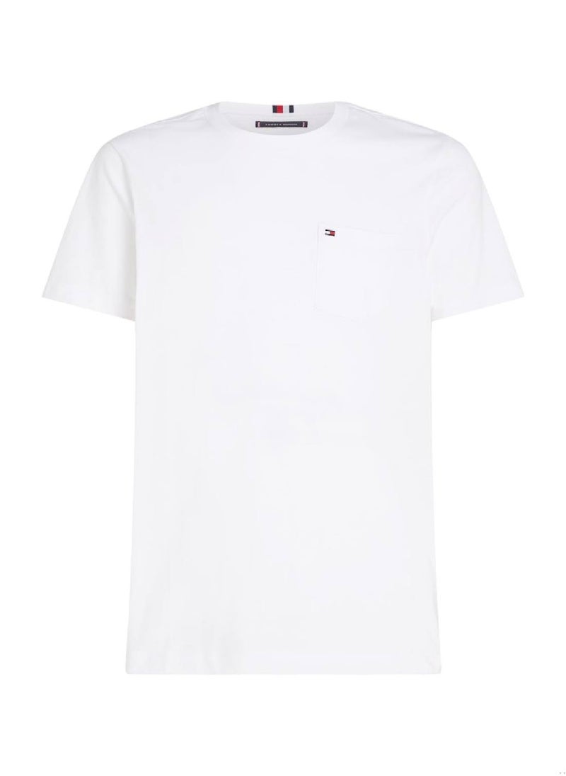 TOMMY HILFIGER - Men's Crew Neck Patch Pocket T-Shirt -  Pure cotton, White - Image 1