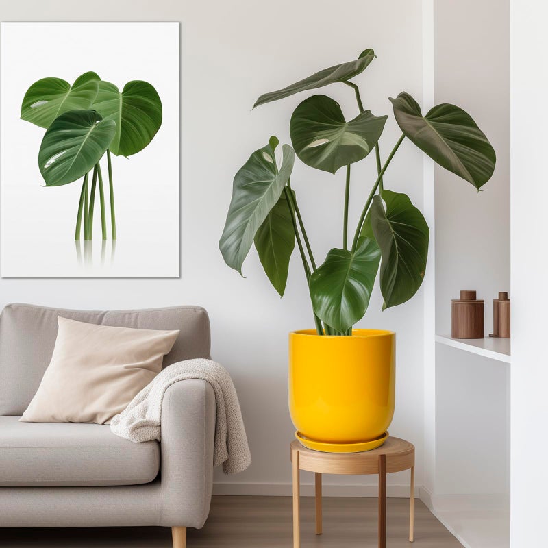 SUNPOTFOR 12 Inch Pots for Plants - Ceramic Planter for Outdoor Plants Large Plant Pot Indoor with Drainage Hole Modern Flower Pot for Home Patio Office Decor Yellow - Image 4