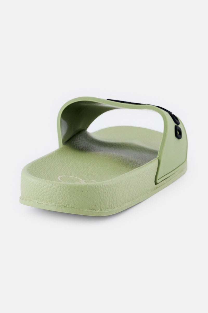 Ocean Pacific Men Brand Logo Slip On Slides, Olive  - Image 3