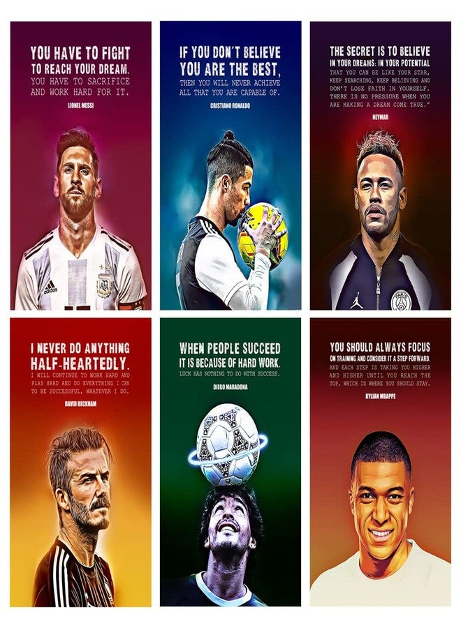 SWASUM Cristiano Ronaldo, David Beckham, Maradona, Loinel Messi, Neymaar, Kylian, Motivational and Inspirational Poster for Office, Home and gym, Pack of 06 (Vinyl) - Image 1