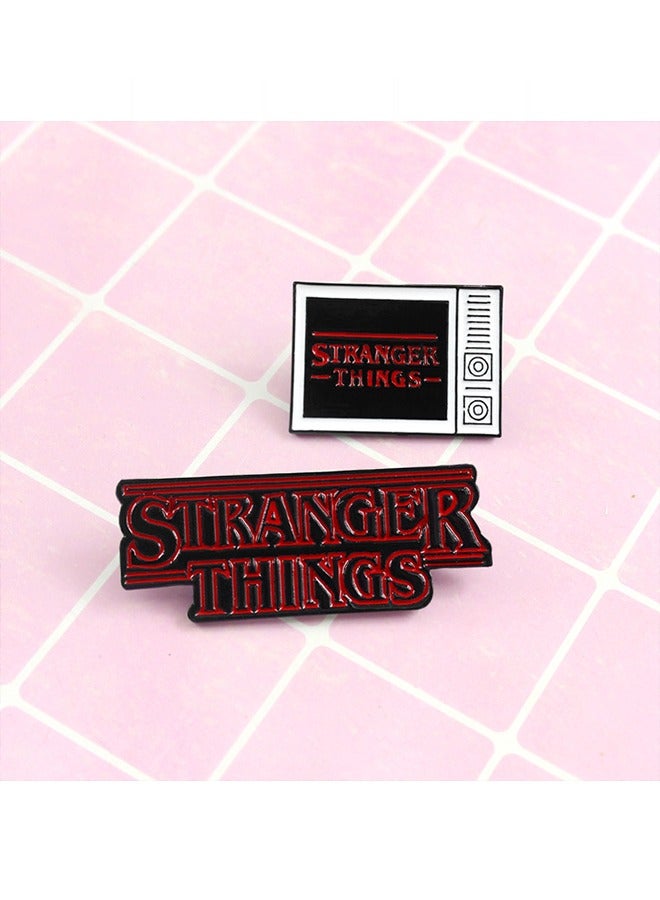 شارة الرسالة الإنجليزية ونمط التلفزيون الملابس بروش دبوس 2 قطعة - Image 4