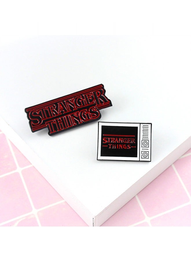 شارة الرسالة الإنجليزية ونمط التلفزيون الملابس بروش دبوس 2 قطعة - Image 5