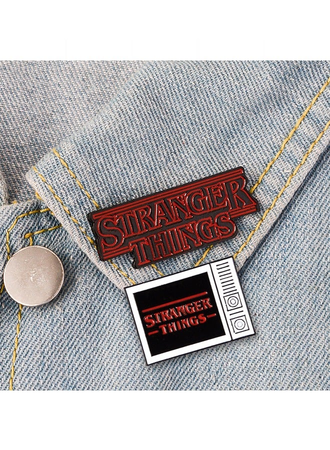 شارة الرسالة الإنجليزية ونمط التلفزيون الملابس بروش دبوس 2 قطعة - Image 3