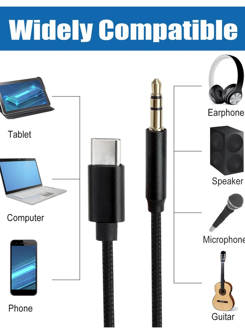 Excefore USB Type C Aux Cable, 3.5mm Aux Audio Jack Cab, USB C to 3.5mm In Car for Headphone Speaker Computer, Universal 3.5mm Stereo Plug Cord, Aux Cable Adapter Commpatable with Samsung Huawei  - Image 3