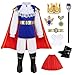 Akokvlar 9 Pcs Prince Charming Costume for Boys Medieval Royal King Outfits for Kids White 78 Years - Image 2