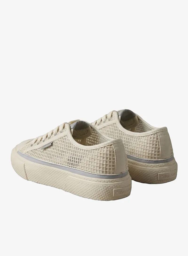 Calvin Klein Natural/Turtledove Textured Canvas Platform Trainers for Women | Best Price UAE