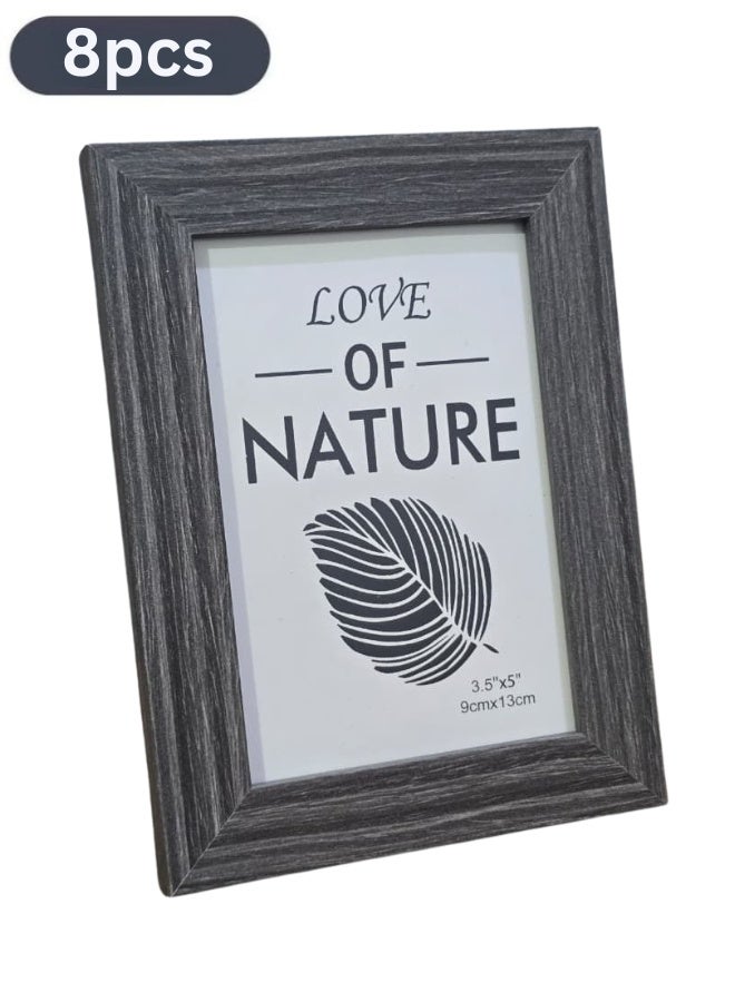 هابي هوم 8 قطع إطار صور 9×13 سم – لتعليق الصور على الحائط أو الطاولة، تصميم كلاسيكي متين يناسب المنزل والمكتب، يعرض صور مقاس 3.5×5 بوصة مع الحافة أو 9×13 سم بدونها - Image 1
