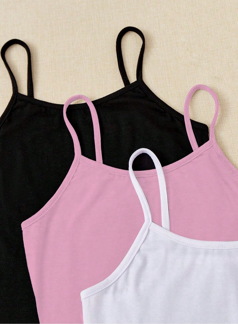 Mesery Bundle Of Three Cotton Stretch Plain Spaghetti Tops  - Image 4