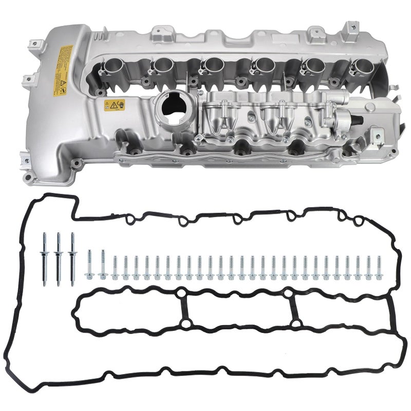 Tektall N54 Upgraded Aluminum Engine Valve Cover Kit Compatible with BMW 135i 335i 535i 740i 740Li M2 M235i M240i X6 Z4 L6 30L OE 11127565284
